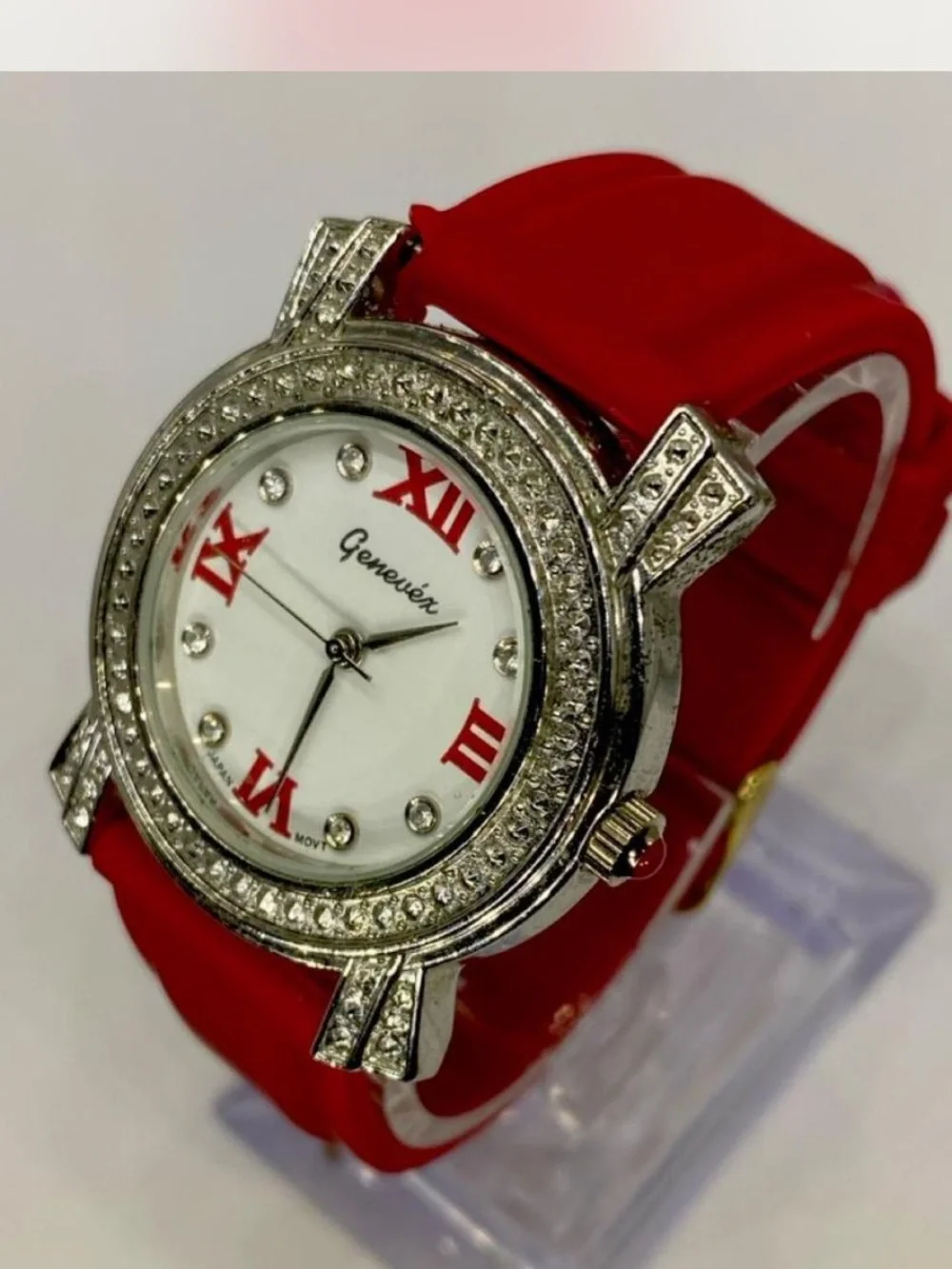 ** Ruby Red  ^ Iced Crystal Accent Women's Designer Watch ***